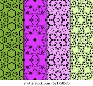 set of decorative geometric floral pattern. seamless vector illustration. for wallpaper, invitation, fabric textile