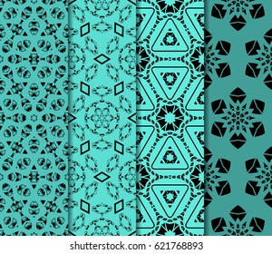 set of decorative geometric floral pattern. seamless vector illustration. for wallpaper, invitation, fabric textile