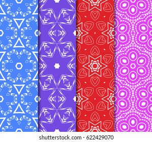 set of decorative geometric floral pattern. seamless vector illustration. for printing on fabric, paper for scrapbooking, wallpaper, cover, page book.