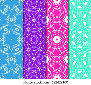 set of decorative geometric floral pattern. seamless vector illustration. for printing on fabric, paper for scrapbooking, wallpaper, cover, page book.