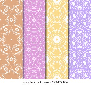 set of decorative geometric floral pattern. seamless vector illustration. for printing on fabric, paper for scrapbooking, wallpaper, cover, page book.