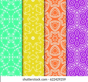 set of decorative geometric floral pattern. seamless vector illustration. for printing on fabric, paper for scrapbooking, wallpaper, cover, page book.