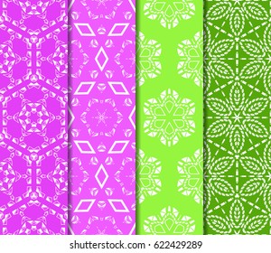 set of decorative geometric floral pattern. seamless vector illustration. for printing on fabric, paper for scrapbooking, wallpaper, cover, page book.