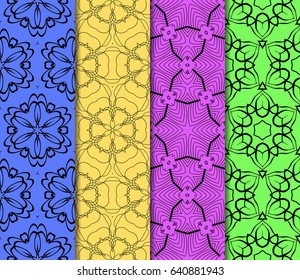set of decorative geometric floral pattern. seamless vector illustration. for wallpaper, invitation, fabric textile