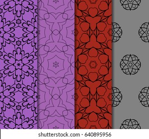 set of decorative geometric floral pattern. seamless vector illustration. for wallpaper, invitation, fabric textile