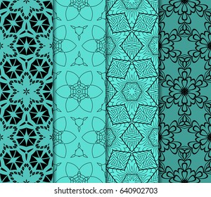 set of decorative geometric floral pattern. seamless vector illustration. for wallpaper, invitation, fabric textile