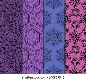 set of decorative geometric floral pattern. seamless vector illustration. for wallpaper, invitation, fabric textile
