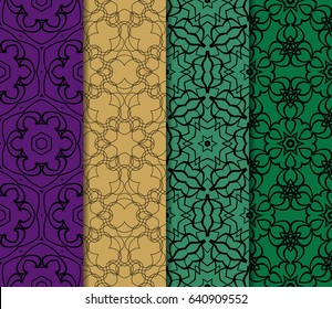 set of decorative geometric floral pattern. seamless vector illustration. for wallpaper, invitation, fabric textile