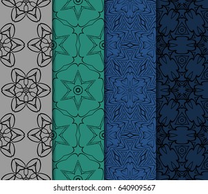 set of decorative geometric floral pattern. seamless vector illustration. for wallpaper, invitation, fabric textile