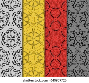 set of decorative geometric floral pattern. seamless vector illustration. for wallpaper, invitation, fabric textile