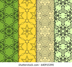set of decorative geometric floral pattern. seamless vector illustration. for wallpaper, invitation, fabric textile