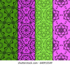 set of decorative geometric floral pattern. seamless vector illustration. for wallpaper, invitation, fabric textile