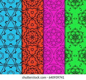 set of decorative geometric floral pattern. seamless vector illustration. for wallpaper, invitation, fabric textile
