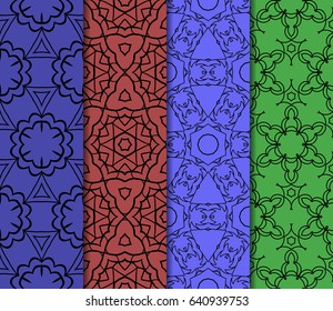 set of decorative geometric floral pattern. seamless vector illustration. for wallpaper, invitation, fabric textile