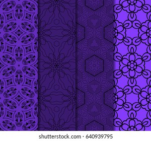 set of decorative geometric floral pattern. seamless vector illustration. for wallpaper, invitation, fabric textile