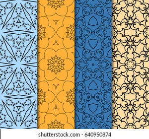 set of decorative geometric floral pattern. seamless vector illustration. for wallpaper, invitation, fabric textile