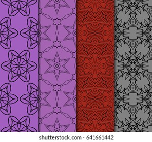 set of decorative geometric floral pattern. seamless vector illustration. for wallpaper, invitation, fabric textile