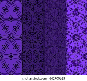 set of decorative geometric floral pattern. seamless vector illustration. for wallpaper, invitation, fabric textile