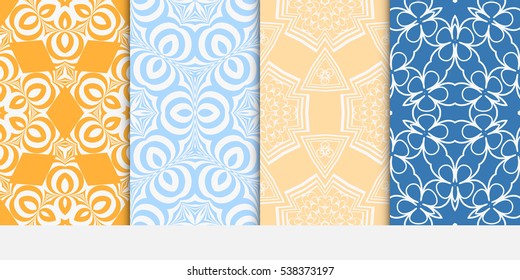 set of decorative geometric floral seamless pattern background. Luxury texture for wallpaper, invitation. Vector illustration. color.