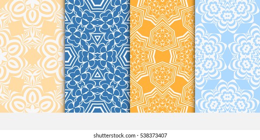 set of decorative geometric floral seamless pattern background. Luxury texture for wallpaper, invitation. Vector illustration. color.