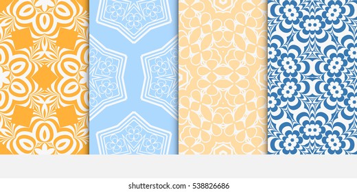 set of decorative geometric floral seamless pattern background. Luxury texture for wallpaper, invitation. Vector illustration. color.