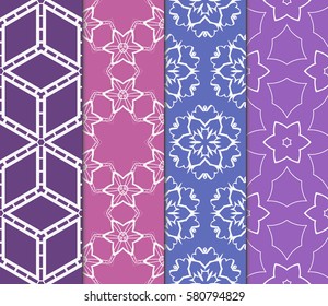 set of decorative geometric, floral seamless pattern. Vector illustration. for design invitation, background, wallpaper, fabric, decor