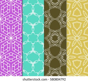 set of decorative geometric, floral seamless pattern. Vector illustration. for design invitation, background, wallpaper, fabric, decor