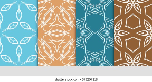 set of decorative geometric line pattern. linear floral and geometry seamless ornament. vector illustration. for design, wallpaper, fabric, invitation, brochure