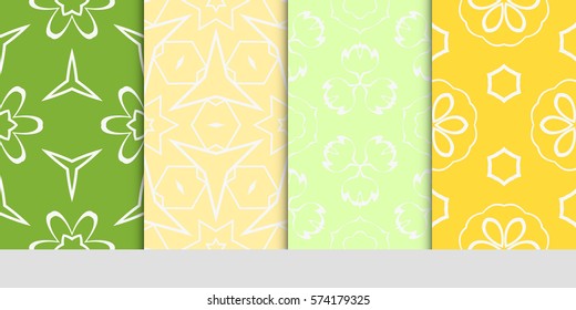set of decorative geometric line pattern. linear floral and geometry seamless ornament. vector illustration. for design, wallpaper, fabric, invitation, brochure