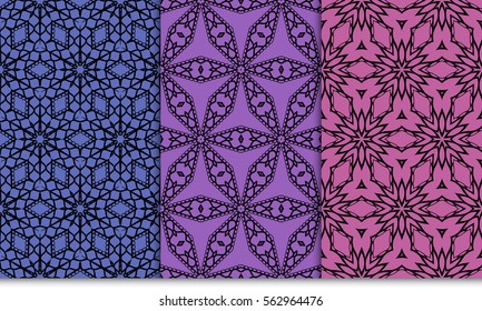 set of decorative geometric ornament. styish floral seamless pattern. for print, wallpaper, decor, fabric