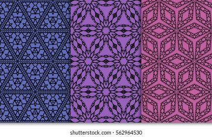 set of decorative geometric ornament. styish floral seamless pattern. for print, wallpaper, decor, fabric