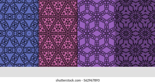 set of decorative geometric ornament. styish floral seamless pattern. for print, wallpaper, decor, fabric