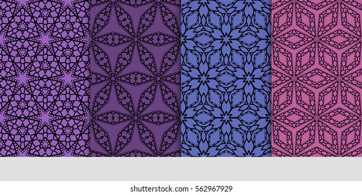 set of decorative geometric ornament. styish floral seamless pattern. for print, wallpaper, decor, fabric