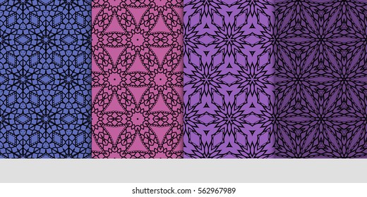 set of decorative geometric ornament. styish floral seamless pattern. for print, wallpaper, decor, fabric