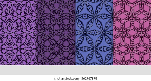 set of decorative geometric ornament. styish floral seamless pattern. for print, wallpaper, decor, fabric