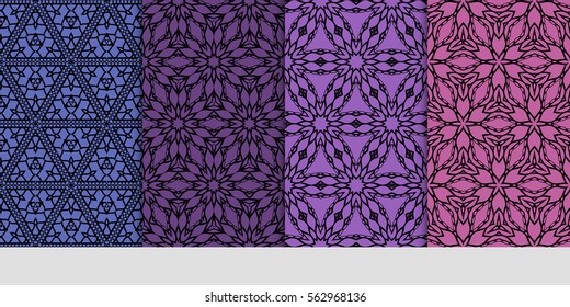 set of decorative geometric ornament. styish floral seamless pattern. for print, wallpaper, decor, fabric