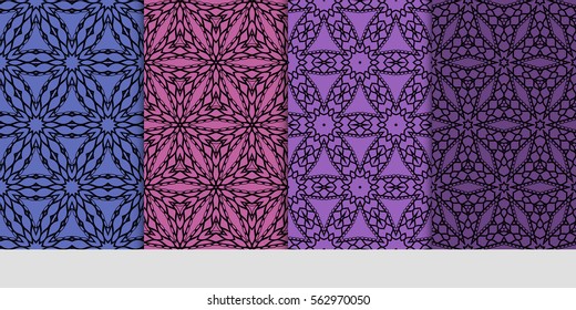 set of decorative geometric ornament. styish floral seamless pattern. for print, wallpaper, decor, fabric