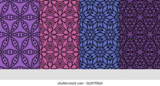 set of decorative geometric ornament. styish floral seamless pattern. for print, wallpaper, decor, fabric