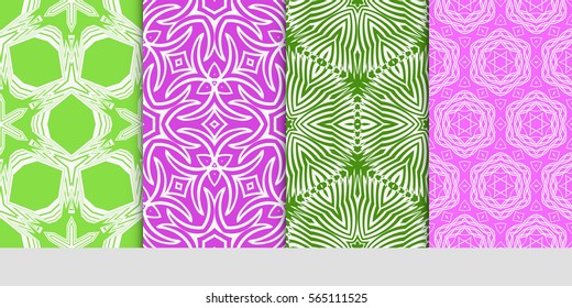 set of decorative geometric ornament. styish floral seamless pattern. for print, wallpaper, decor, fabric