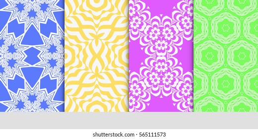 set of decorative geometric ornament. styish floral seamless pattern. for print, wallpaper, decor, fabric