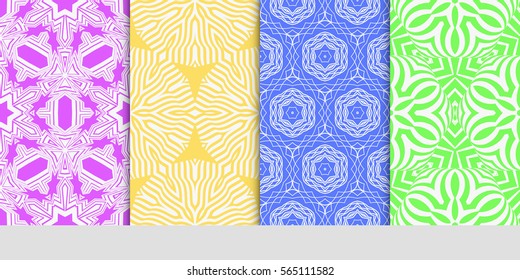set of decorative geometric ornament. styish floral seamless pattern. for print, wallpaper, decor, fabric
