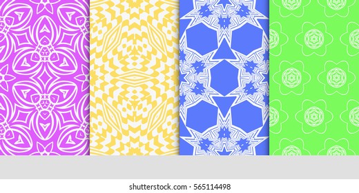 set of decorative geometric ornament. styish floral seamless pattern. for print, wallpaper, decor, fabric