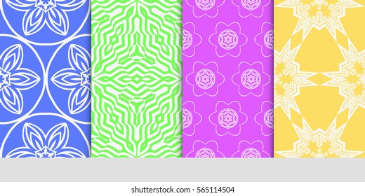 set of decorative geometric ornament. styish floral seamless pattern. for print, wallpaper, decor, fabric