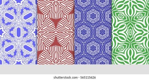 set of decorative geometric ornament. styish floral seamless pattern. for print, wallpaper, decor, fabric