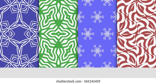 set of decorative geometric ornament. styish floral seamless pattern. for print, wallpaper, decor, fabric