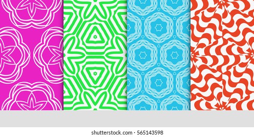 set of decorative geometric ornament. styish floral seamless pattern. for print, wallpaper, decor, fabric