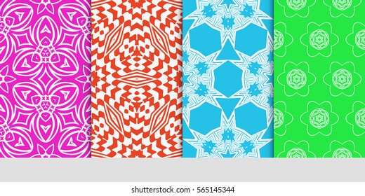 set of decorative geometric ornament. styish floral seamless pattern. for print, wallpaper, decor, fabric