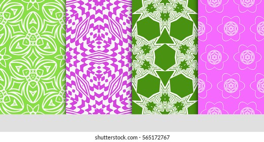 set of decorative geometric ornament. styish floral seamless pattern. for print, wallpaper, decor, fabric