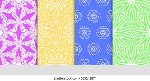 set of decorative geometric ornament. styish floral seamless pattern. for print, wallpaper, decor, fabric