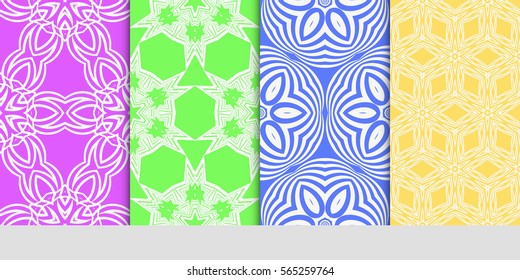 set of decorative geometric ornament. styish floral seamless pattern. for print, wallpaper, decor, fabric